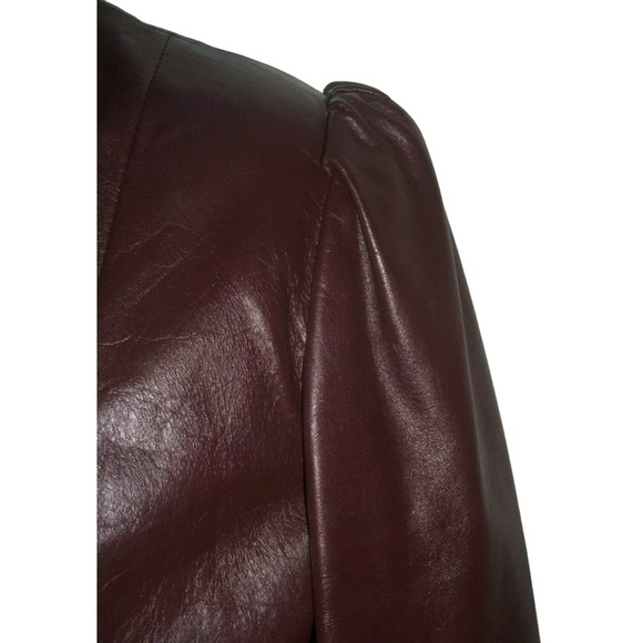 Vintage 80's Wilsons Oxblood Leather Jacket Crop Trench Retro Goth ALT egirl Spy - Picture 8 of 16